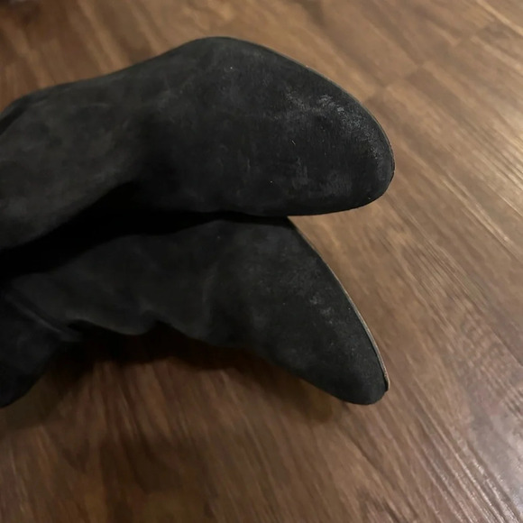 Free People Womens Adella Heeled Ankle Booties Black Draped Suede top Sz 7.5 - Picture 10 of 14